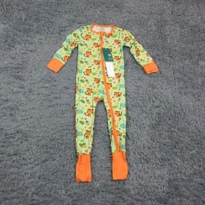 Little JamJams One Piece Kids 2XS 2T Green Jungle Tiger Bamboo Zip Pajamas NWT